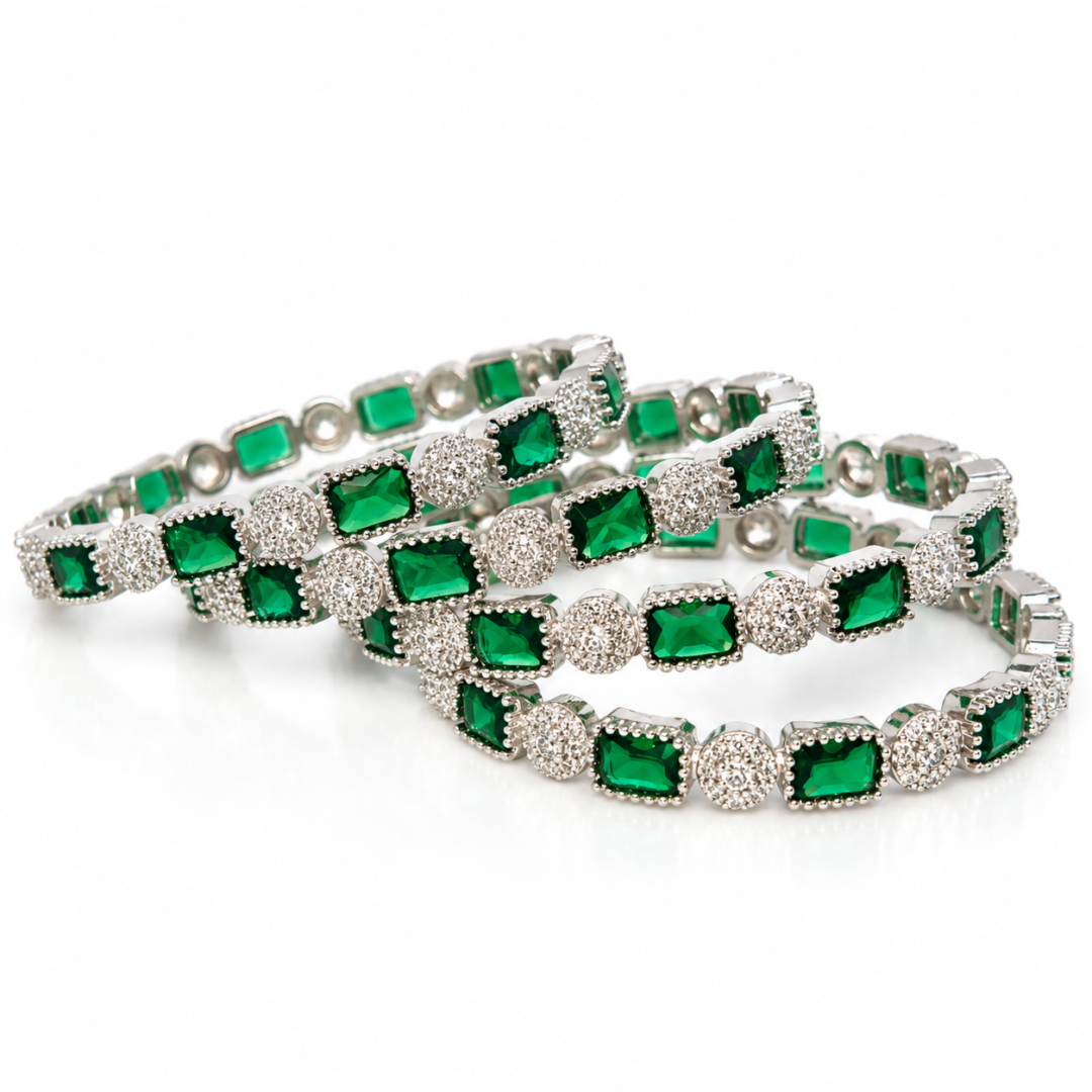 emerald and diamond cut bangle 4 pieces aa dcb 025 (1)