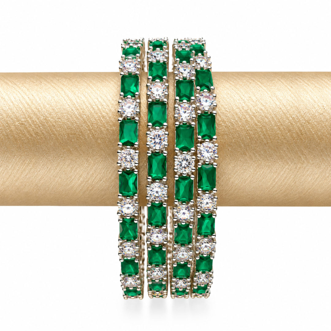 emerald and diamond cut stone bangle 4 pieces aa dcb 023 (2)