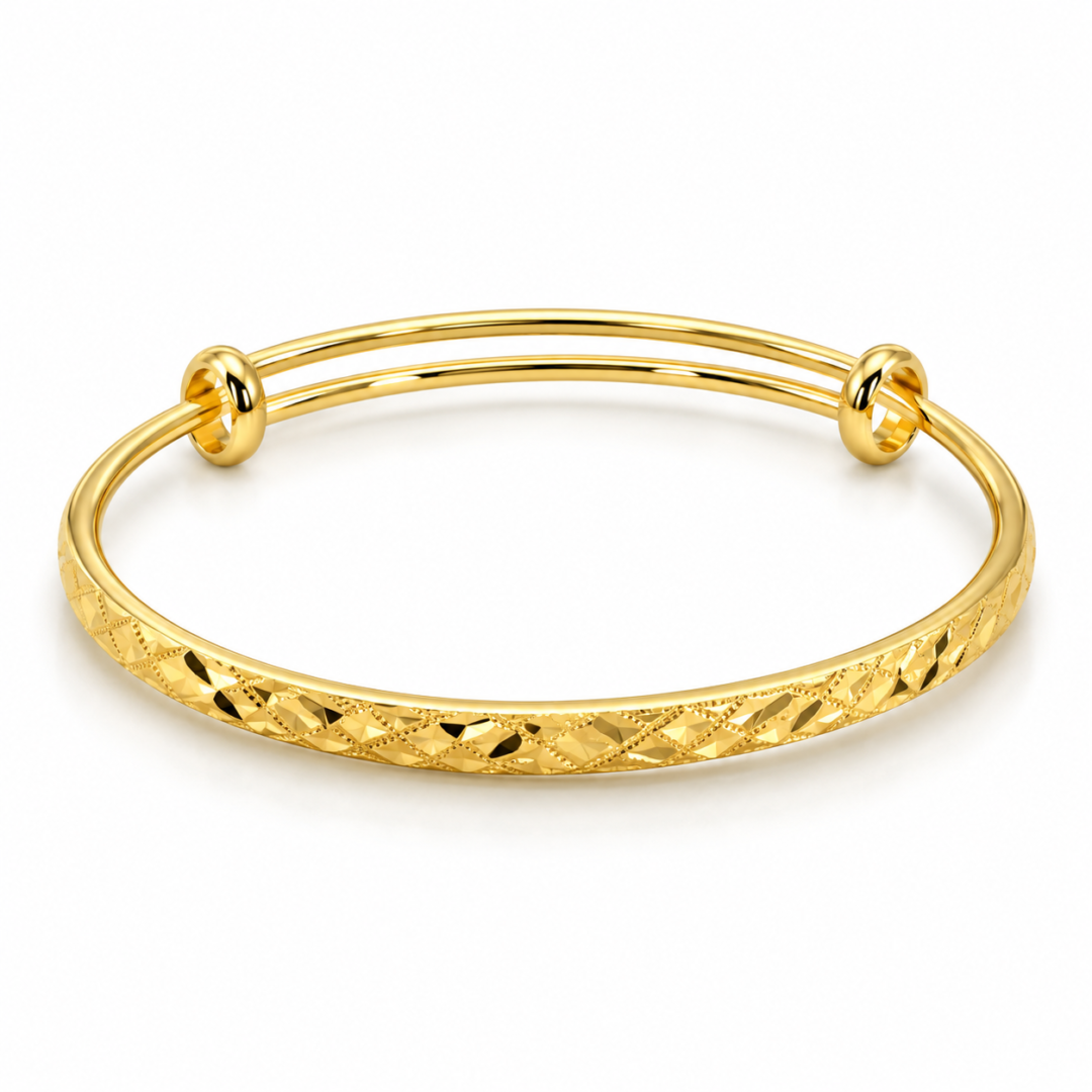 faceted gold bangle on ivory cushion bracelets aahb014 (3)
