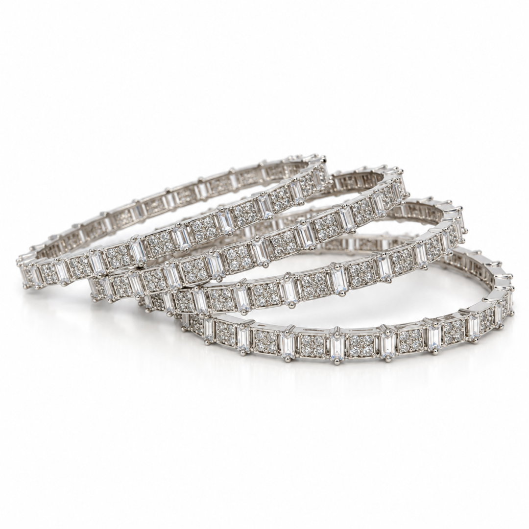 four sparkling baguette diamond cut bangle 4 pieces aa dcb 028 (3)