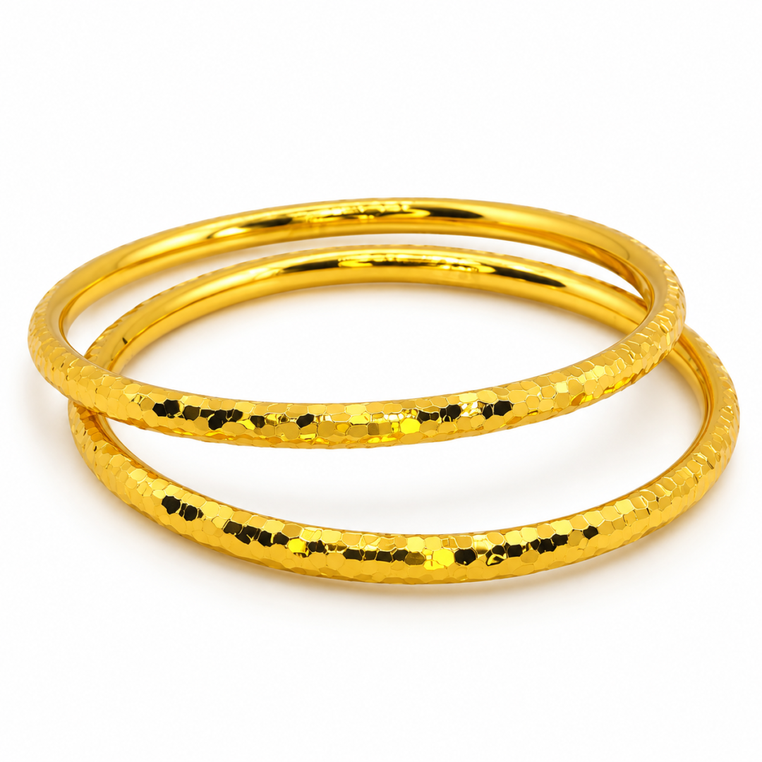 hammered gold plated 999 bangles aa088 (3)