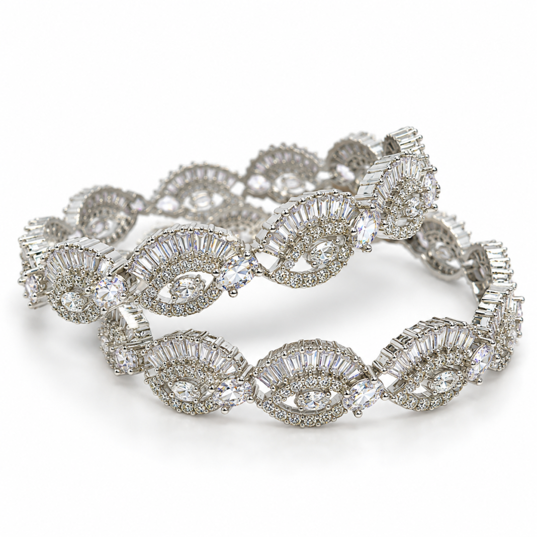 intertwined silver and white diamond cut stone bangles aa dcb 010 (1)