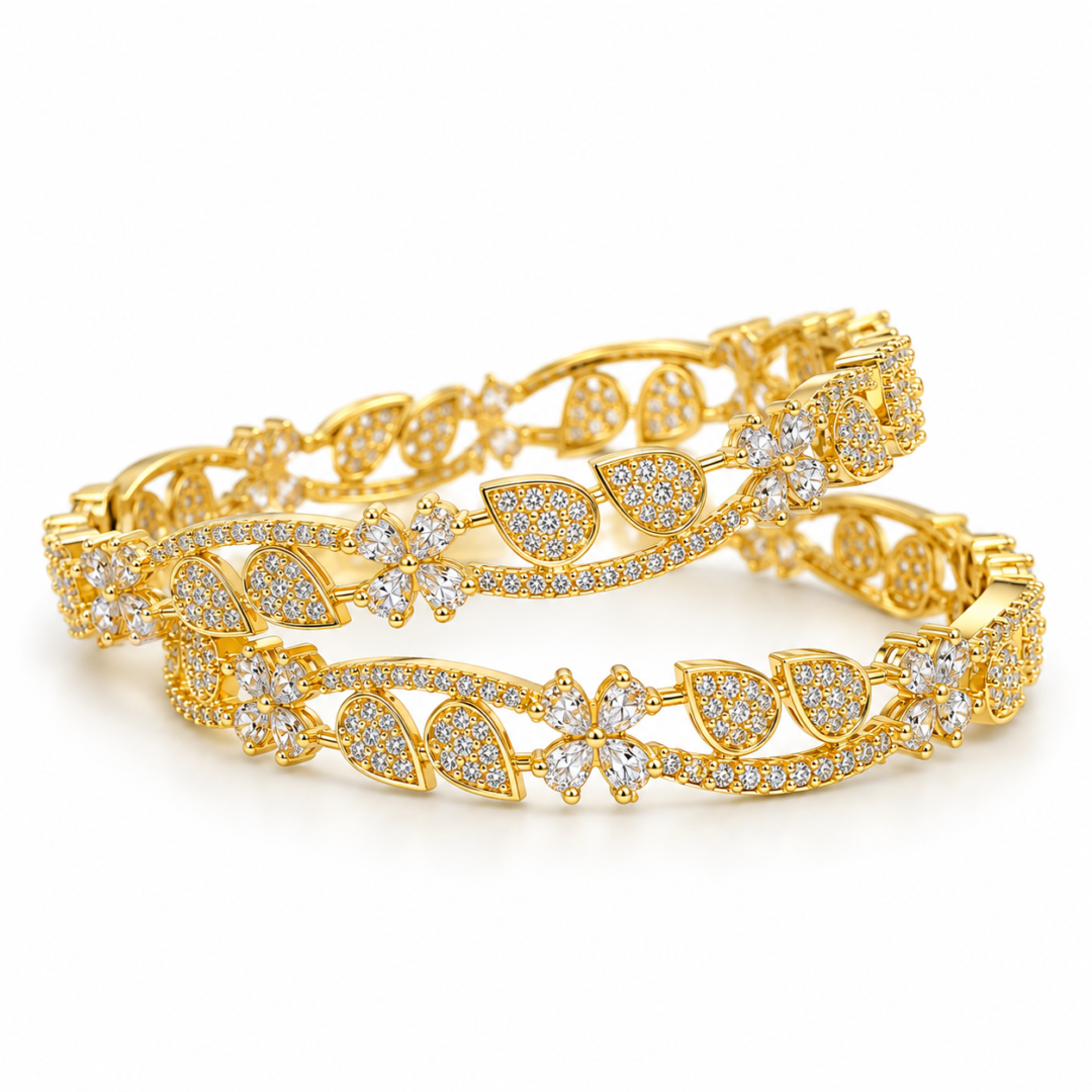 ornate gold plated floral leaf diamond cut bangles aa dcb 0016 (4)