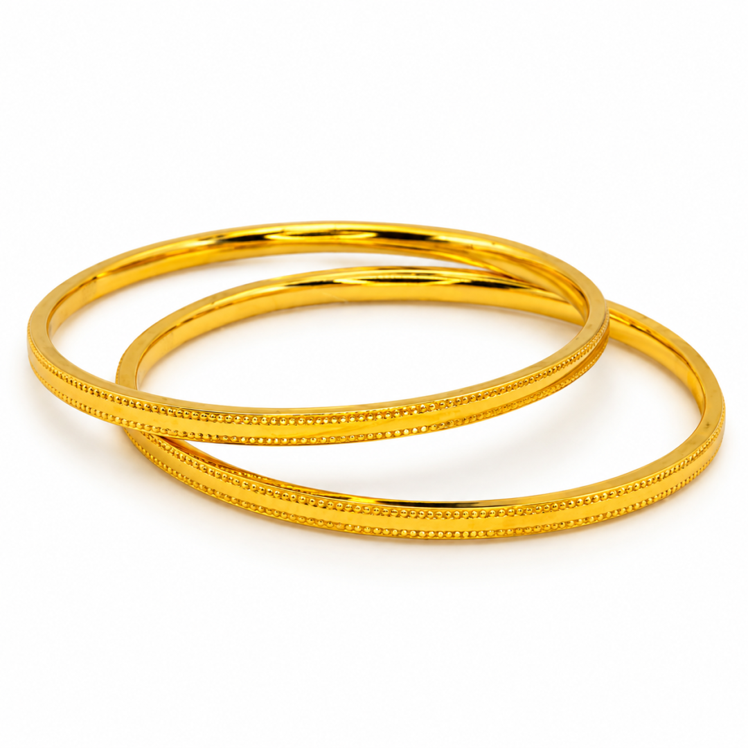 overlapping gold plated bangles with beaded detail aa089 (3)