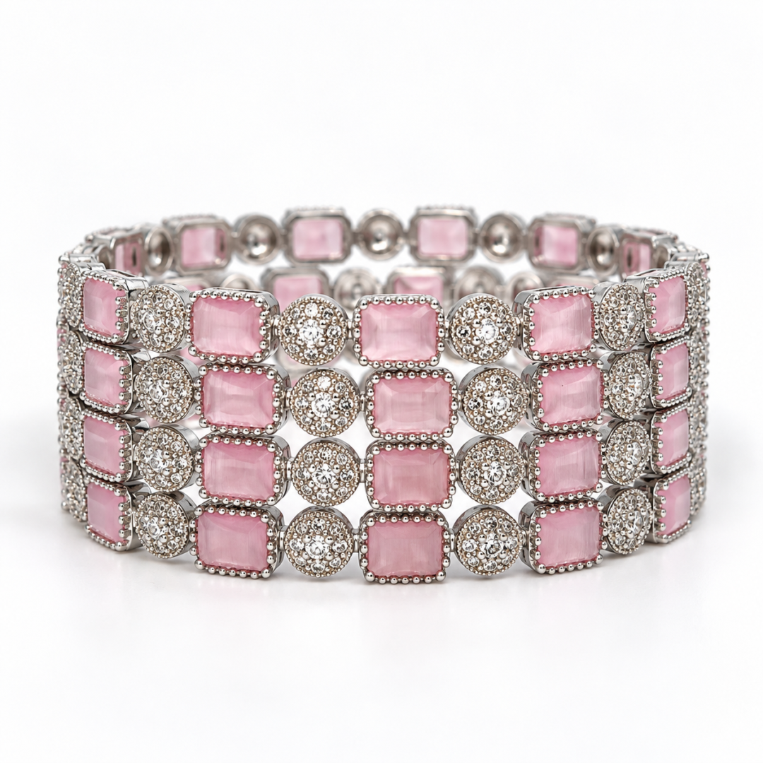 pink dimond cut silver lattice bangle aa dcb 006 (2)