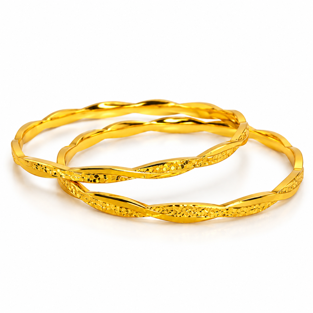 twisted gold plated bangles aa093 (1)